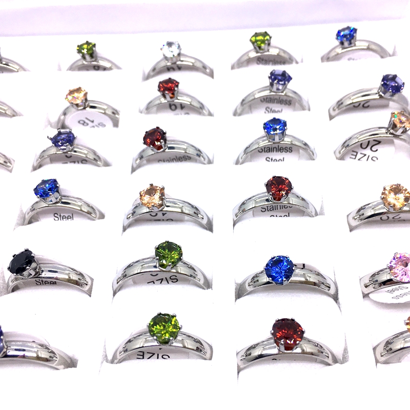 Wholesale 36PCs/LOT Women's Ring 4mm Silver Gold Stainless Steel Colorful Zircon Stone Fashion Jewelry Rings Wedding engagement Party Gifts
Wholesale 36PCs/LOT Women's Ring 4mm Silver Gold Stainless Steel Colorful Zircon Stone Fashion Jewelry Rings Wedding engagement Party Gifts
