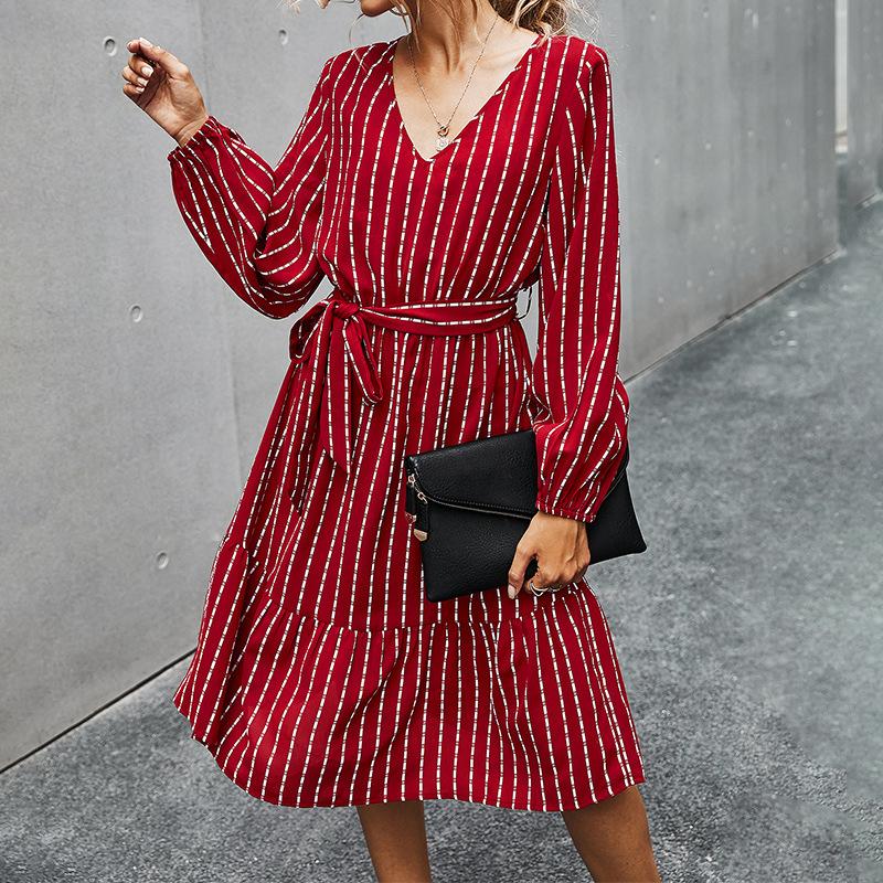 Casual Dresses V Neck Office Ladies Stripe Dress Long Sleeve Elegant Party Vestidos Female Striped Belted, Yellow
Casual Dresses V Neck Office Ladies Stripe Dress Long Sleeve Elegant Party Vestidos Female Striped Belted, Yellow