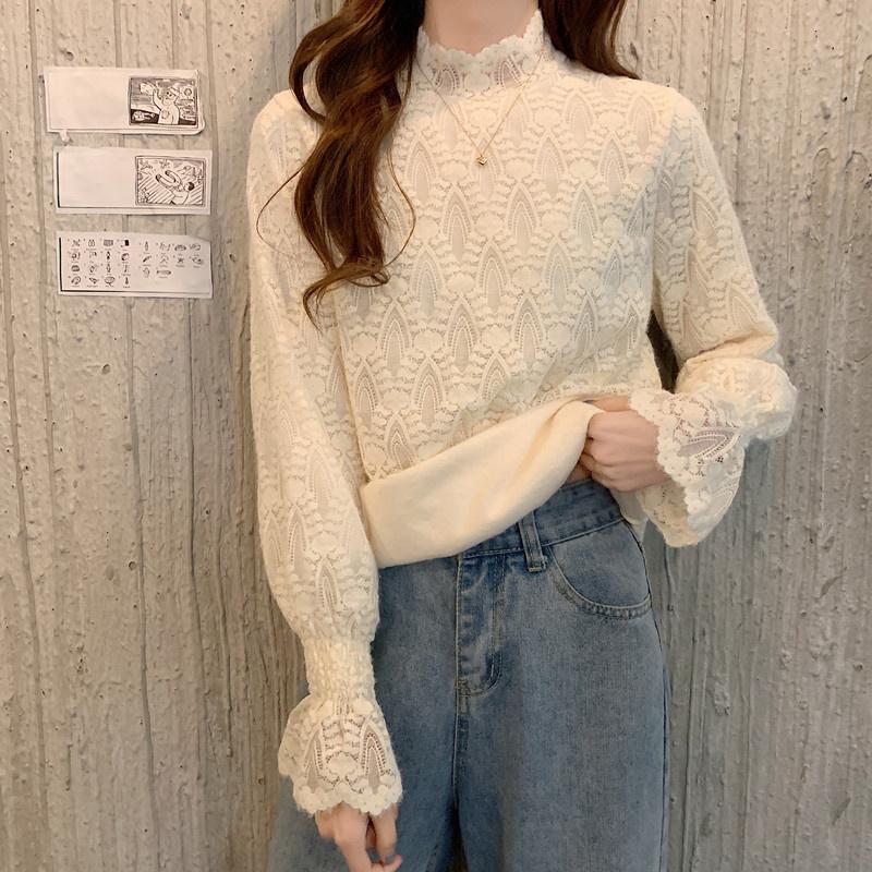 Women's Sweaters Sweet Lace Bottomed Blouse Autumn And Winter Foreign Style With 2021 Thickened Plush Half High Collar Long Sleeved, Black
Women's Sweaters Sweet Lace Bottomed Blouse Autumn And Winter Foreign Style With 2021 Thickened Plush Half High Collar Long Sleeved, Black