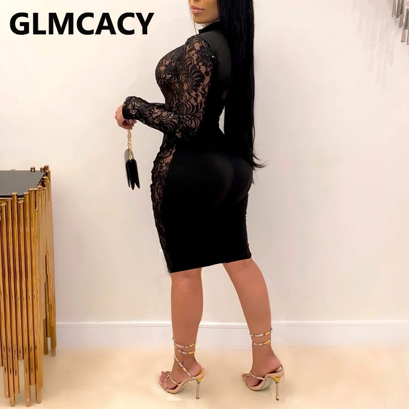 Womne Lace Hollow Out Dress Lace Up Front Bodycon Party Dresses 210702