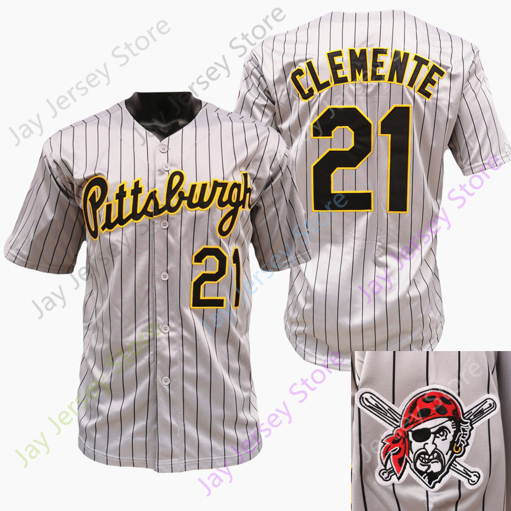 21 Roberto Clemente Retro Jersey Grey Pinstripe Puerto Rico Yellow Retro Hemp-grey 21 Flag Hall Of Fame Patch Black Santurce Crabbers White Pullover