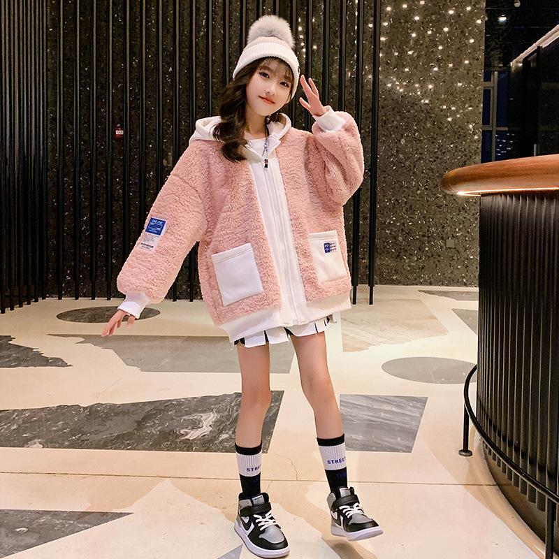 Jackets Winter Children's Leisure Warm Thick Coat Girls Clothes Fashion Plush Fleece Hooded Jacket Contrast Stitching Hoodie, Blue;gray
Jackets Winter Children's Leisure Warm Thick Coat Girls Clothes Fashion Plush Fleece Hooded Jacket Contrast Stitching Hoodie, Blue;gray