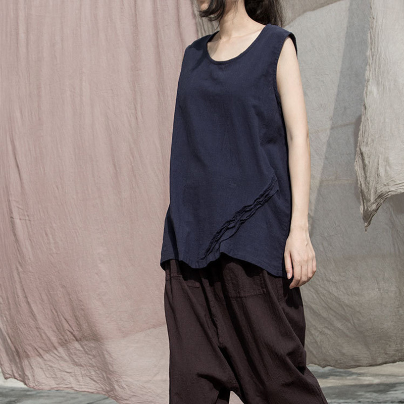 Johnature Women Navy Blue Sleeveless Tanks Cotton Linen Summer Vintage Women Cloths O-Neck Casual Patchwork Tanks Tops 210521
Johnature Women Navy Blue Sleeveless Tanks Cotton Linen Summer Vintage Women Cloths O-Neck Casual Patchwork Tanks Tops 210521