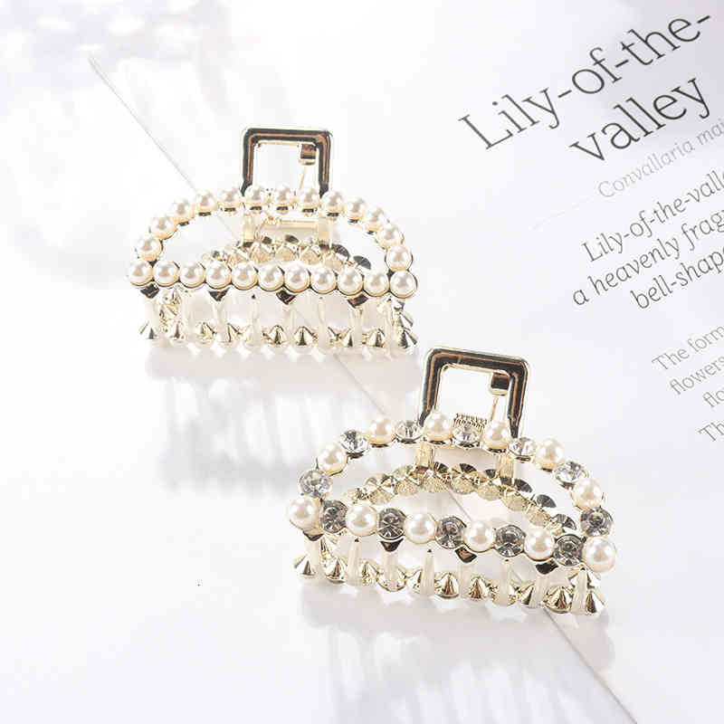 Hair Accessories Jewelry Elegant Ball Head Metal Claw Diamond Inlaid Pearl Headdress Korean Version Grab Clip Dish Bath