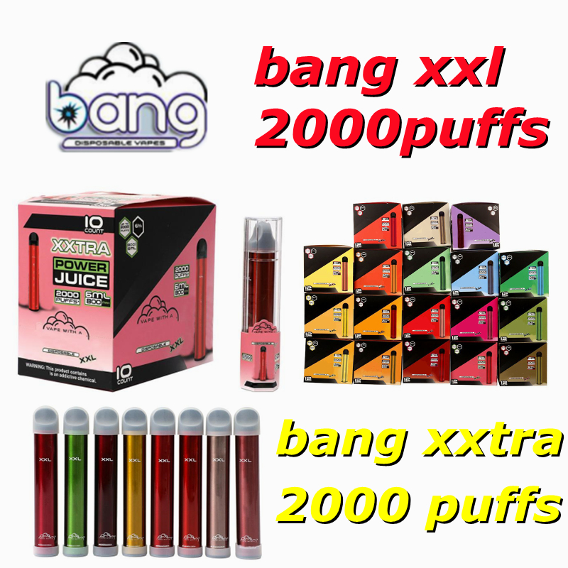Bang XXL 2000 puffs Disposable Vape Pen electronic cigarettes 800 mah Battery XXTRA Pre-filled 6ml Pods Device
Bang XXL 2000 puffs Disposable Vape Pen electronic cigarettes 800 mah Battery XXTRA Pre-filled 6ml Pods Device