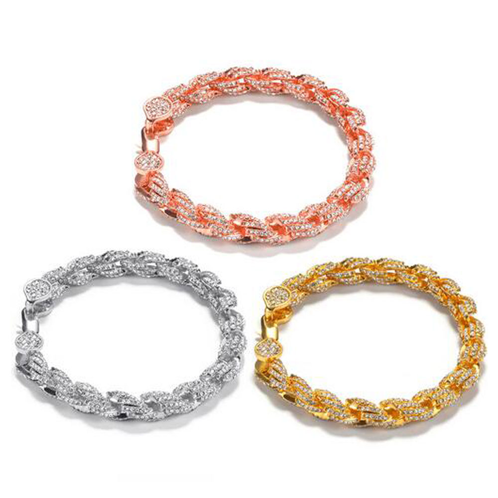 9mm Iced Rope Chain Bracelets Iced Out Bling 18K Gold Plated Trendy Fashion Hiphop Jewelry Whosales 7-8inch Rosegold Silver Gold Colors
9mm Iced Rope Chain Bracelets Iced Out Bling 18K Gold Plated Trendy Fashion Hiphop Jewelry Whosales 7-8inch Rosegold Silver Gold Colors