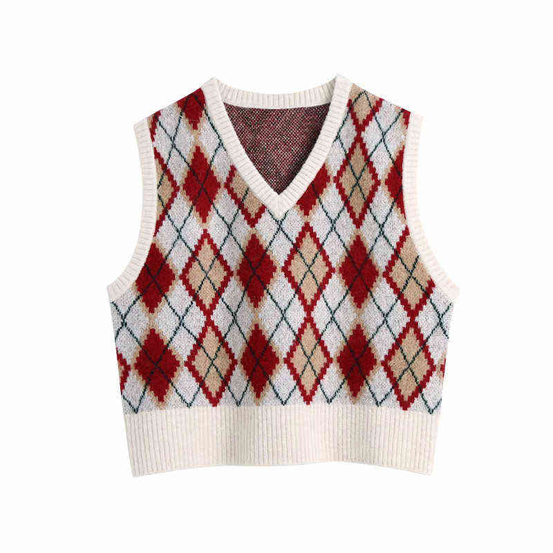 Evfer Women Sprint Autumn Fashion Argyle Plaid Za Red Sweaters Jumpers Female Casual V-Neck Sleeveless Knitted Pullover Vest Y1110
Evfer Women Sprint Autumn Fashion Argyle Plaid Za Red Sweaters Jumpers Female Casual V-Neck Sleeveless Knitted Pullover Vest Y1110