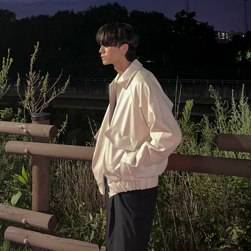 IEFB Men's PU Leather Clothing Korean Fashion Loose Motorcycle Clothing Spring Causal Coat Zipper Coat 9Y5686 210524