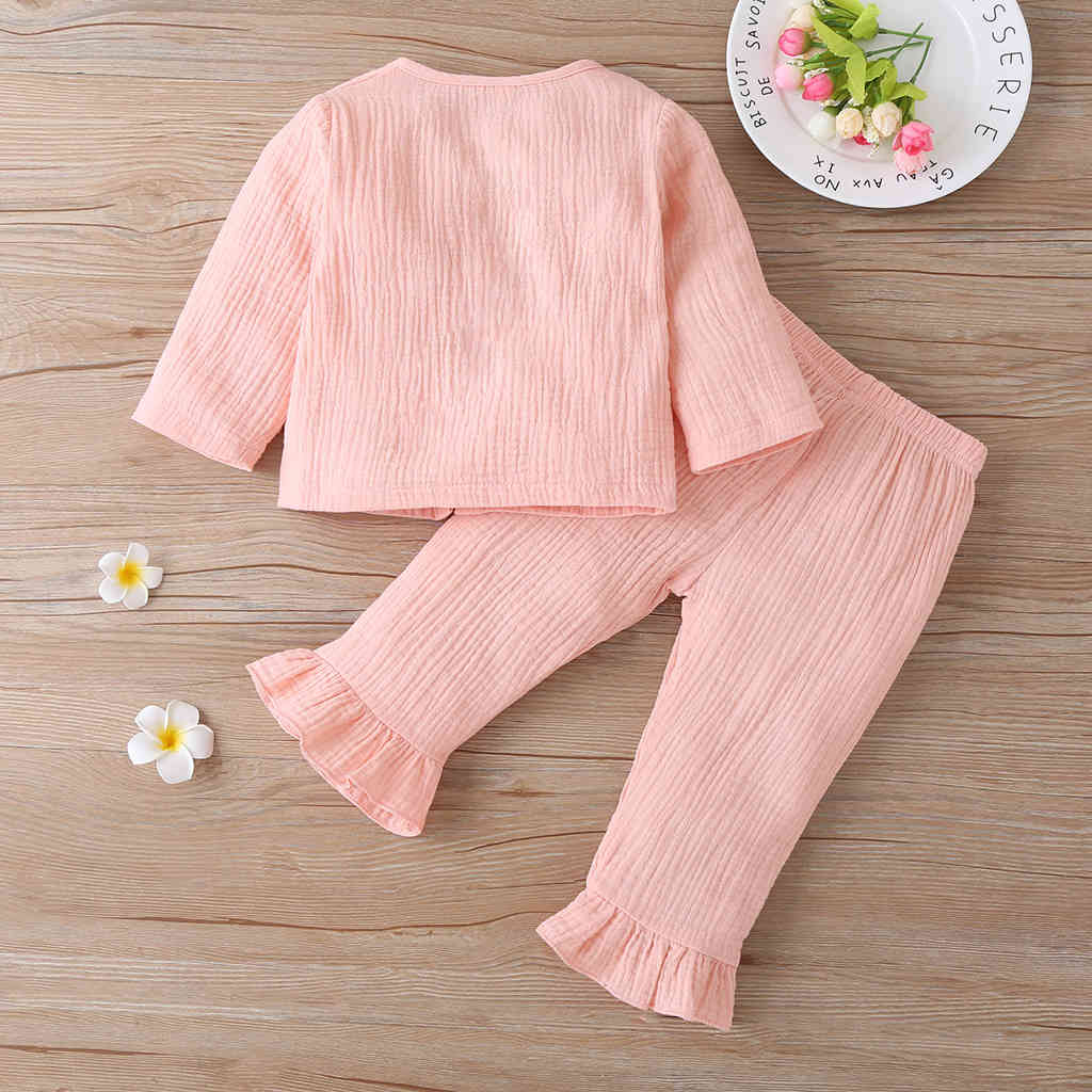 6-24M born Infant Baby Girls Soft Clothes Set Autumn Long Sleeve T shirt Tops Pants Casual Pajama Sets 210515