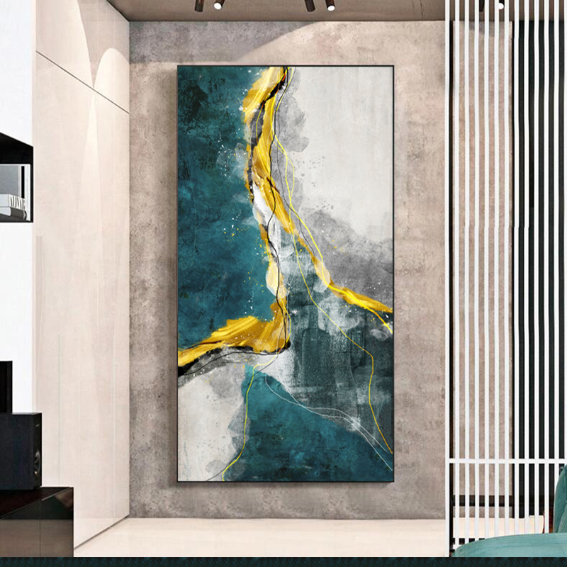 Abstract Green Golden Modern Home Decor Nordic Posters Canvas Painting Wall Art Picture For Living Room Prints Indoor Decoration