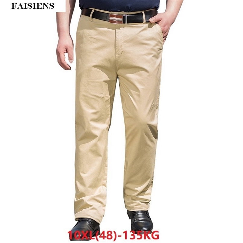 high quality Large Size 10XL 135KG Summer autumn Men Pants Trousers Stretch Elasticity Loose Men Classic Khaki Office Pants 52 211112