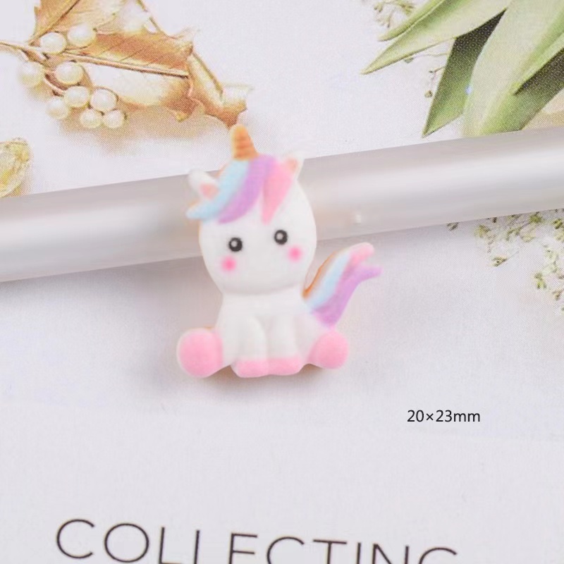 50Pcs/lots Cute Unicorn Components Crafts Rainbow Cartoon Flatback Planar Resin Bow Materials DIY Arts Crafts Sticker Accessories Mixed