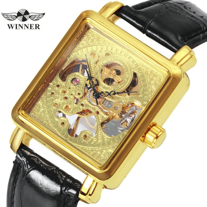 Wristwatches WINNER Official Golden Mens Watches Top Skeleton Mechanical Watch Men Leather Strap Square Dial Casual Dress Clock, Slivery;brown
Wristwatches WINNER Official Golden Mens Watches Top Skeleton Mechanical Watch Men Leather Strap Square Dial Casual Dress Clock, Slivery;brown