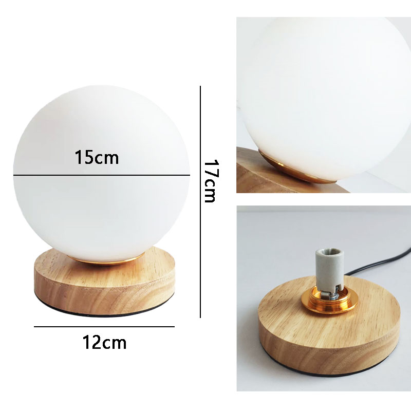 Modern Solid Wood & Glass Nightstand Lamp - Perfect for Home Offices and Bedrooms