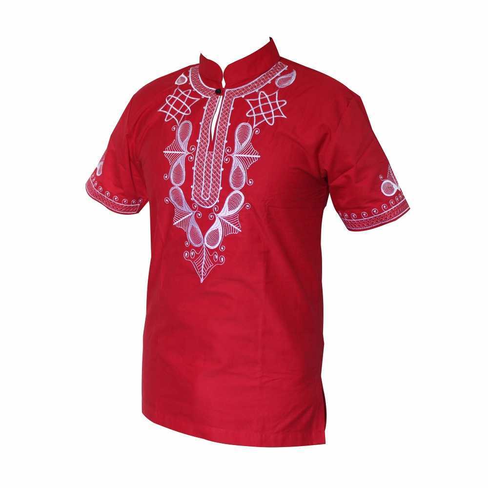 Dashikiage Dashiki Men Shirt African Haute Tribal Blouse Embroidered Ankara T-shirt 210629