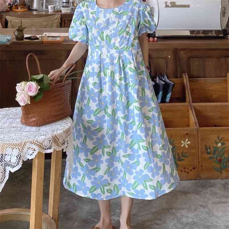 Women Summer Vintage Blue Floral Long Dress High Waist Puff Sleeve Pullover Casual Loose Dresses Woman Clothing 210519, Photo color
Women Summer Vintage Blue Floral Long Dress High Waist Puff Sleeve Pullover Casual Loose Dresses Woman Clothing 210519, Photo color