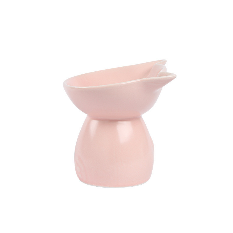 New Cat Bowl Ceramic High Foot Oblique Mouth Pet Supplies Cat Puppet Cat Rice Bowl To Protect The Cervical Spine Pet Accessories