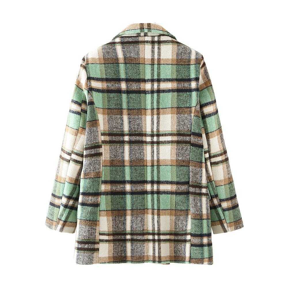 XITIMEAO Women Casual Blazer Jacket Office Lady Pockets Plaid Suit Coat Single Breasted Thickening Ladies Business Blazers 210602