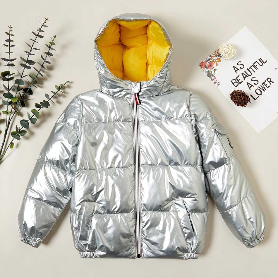 Winter KIds Unisex Stylish Reflected Zipper Hooded Down Coat for Kids Clothes 210528