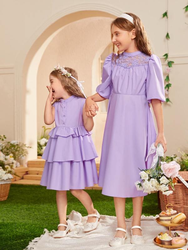 Toddler Girls 1pc Layered Ruffle Hem Dress SHE
