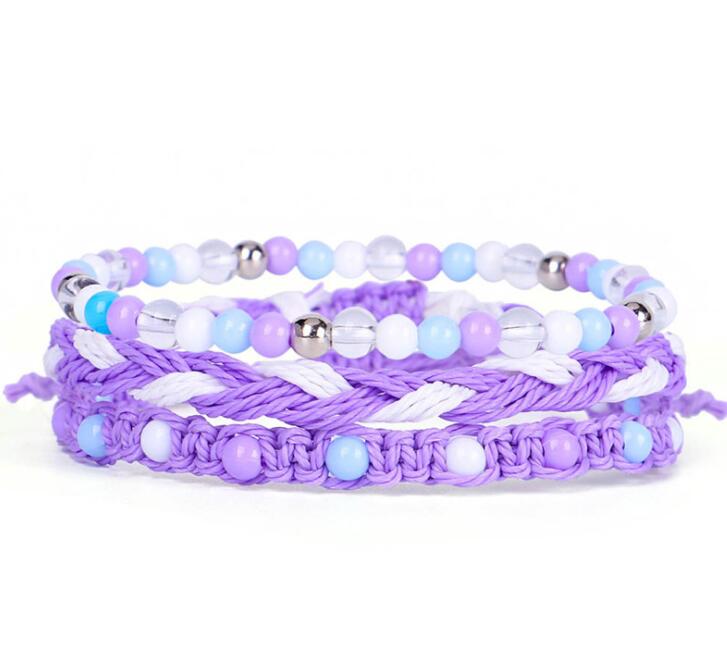 Women's new suit bracelet 3-piece hand-woven wax thread color beaded bohemian bracelet GC449