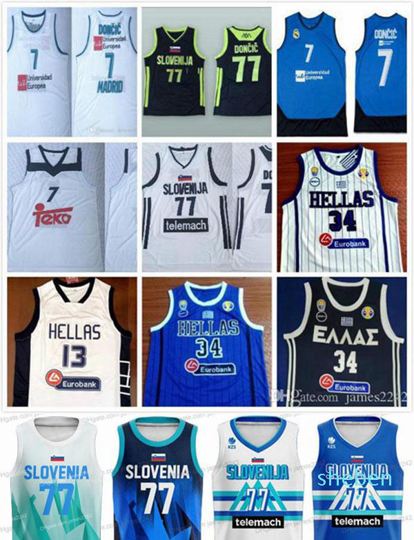 Slovenia basketball 77 Doncic #7 Luka Slovenija Real Madrid Euroleague Giannis G. Antetokounmpo #34 Greece National Hellas jerseys, Black
Slovenia basketball 77 Doncic #7 Luka Slovenija Real Madrid Euroleague Giannis G. Antetokounmpo #34 Greece National Hellas jerseys, Black