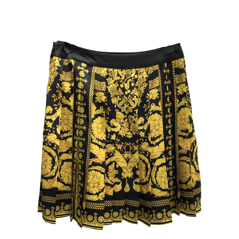 [DEAT] summer fashion women printed vintage styles two pieces set vacation clothing turn-down collar shirt and skirt pants 210428