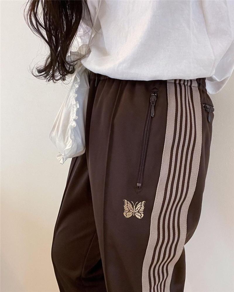 Men's Pants Men Women 1:1 High Quality Embroidered Butterfly Logo Needles Track Stripe Trousers AWGE