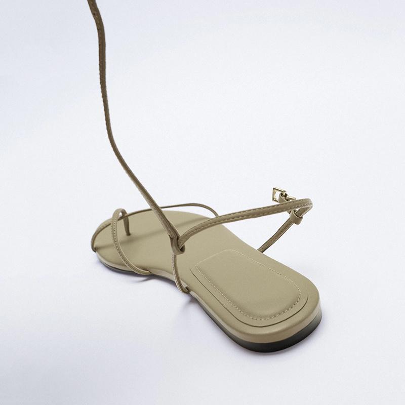 Sandals Flops Flip Summer Leisure Comfortable Flat Heeled Slim Flats Women's Ankle Strap Sandalias Green Shoes Clip Toe