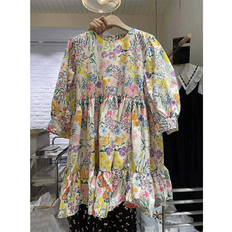 VANOVICH Korean Style Women's Dress Summer Sweet Wild Cotton Ladies Round Neck Fashion Women Clothing 210615