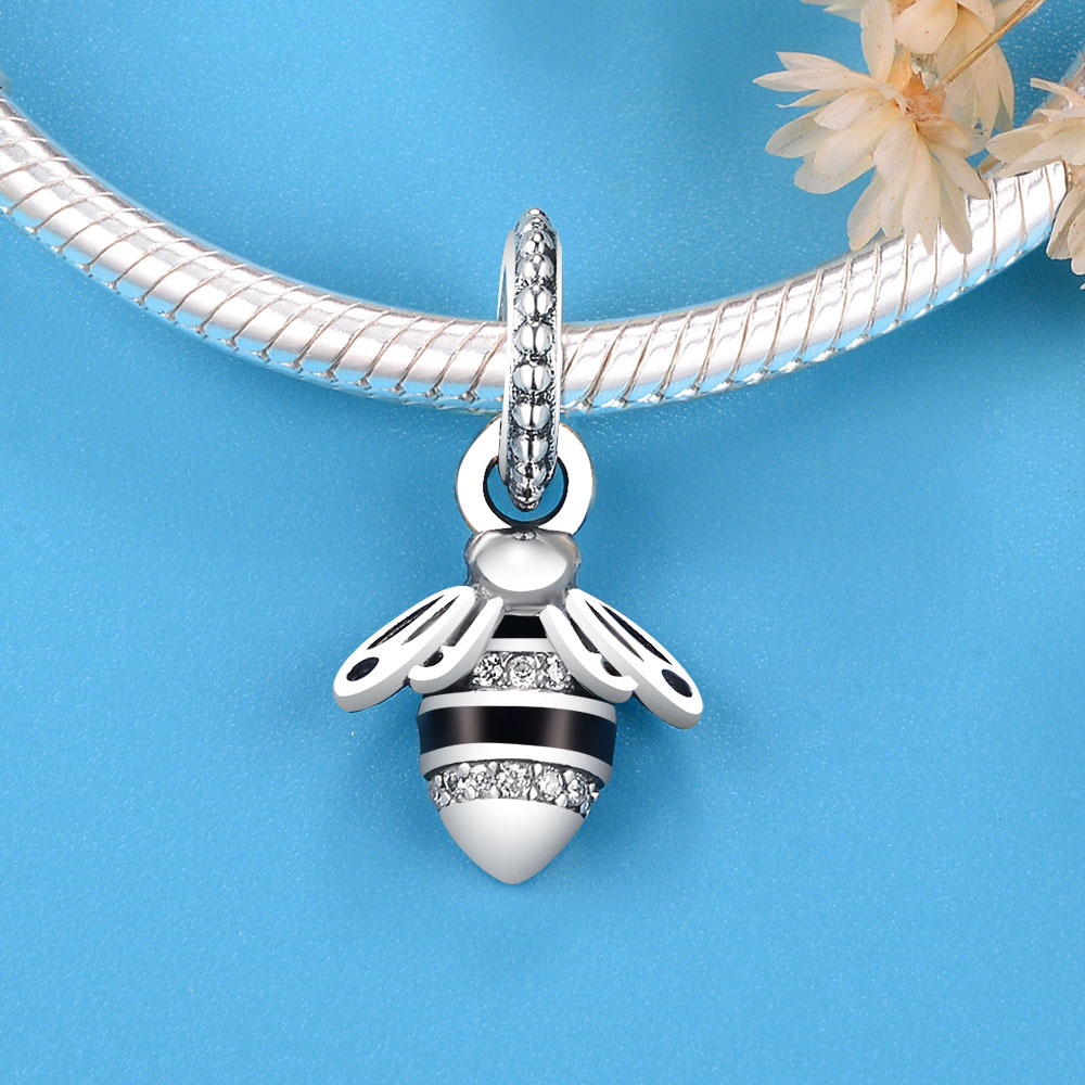 Fit Original Brand Charms Bracelet Authentic 925 Sterling Silver Animal Gold Color Honey Bee Pendant Bead Mix CZ Berloque DIY