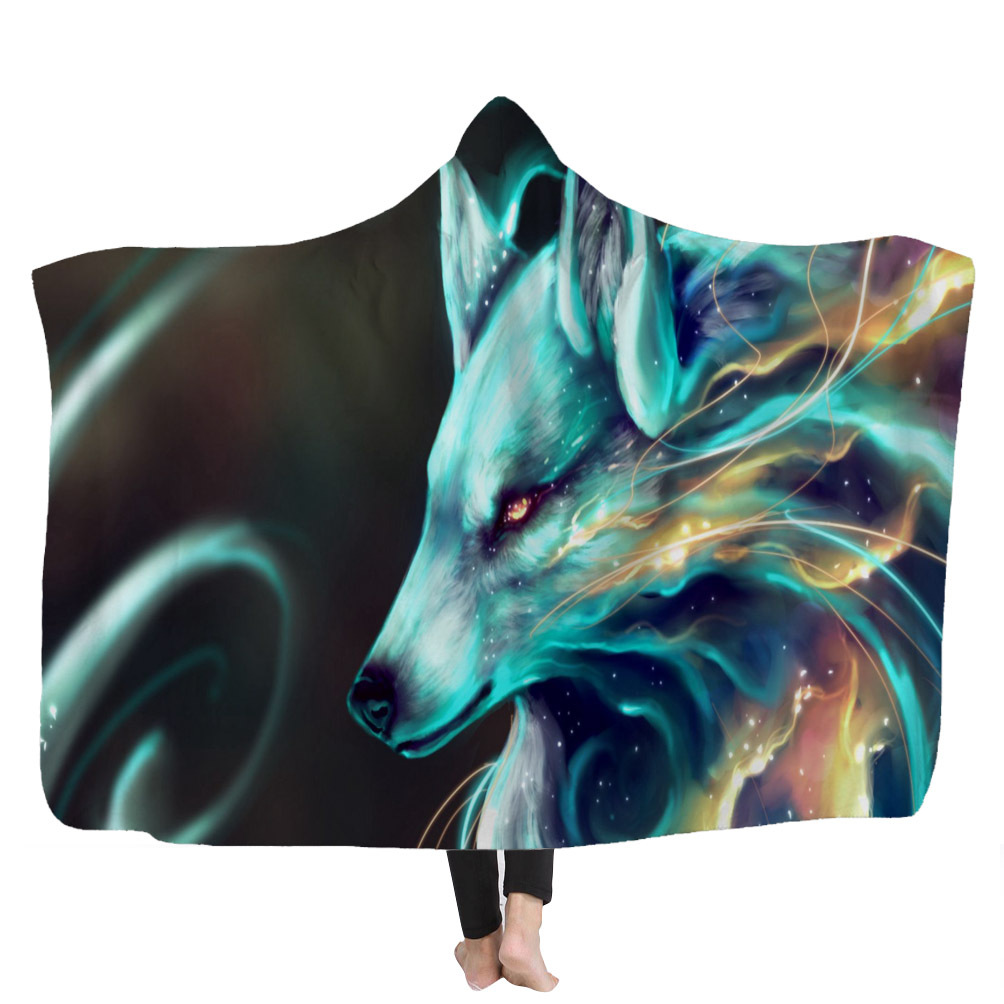 Child Adults Colorful Wolves Blanket Fleece Home Warm Anime Wolf Hooded Blankets Wearable Children Kids Gift
Child Adults Colorful Wolves Blanket Fleece Home Warm Anime Wolf Hooded Blankets Wearable Children Kids Gift