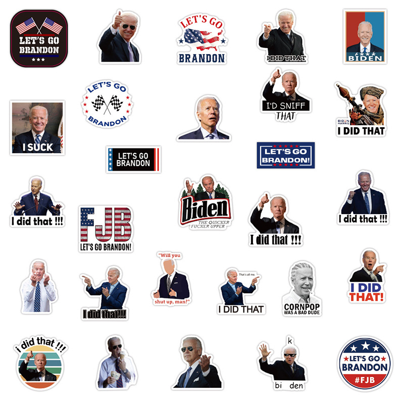 Waterproof Luggage Sticker 50pcs/Set I Did That Joe Biden Cartoon Funny Graffiti Stickers For Laptop Diy Case Car Skateboard Helmet Motorcycle Home De