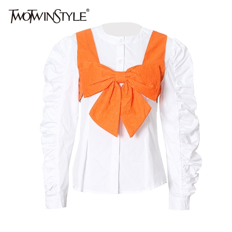 Casual Patchwork Bowknot Shirt For Women O Neck Long Sleeve Korean Shirts Female Fashion Clothing Spring 210524, Black
Casual Patchwork Bowknot Shirt For Women O Neck Long Sleeve Korean Shirts Female Fashion Clothing Spring 210524, Black