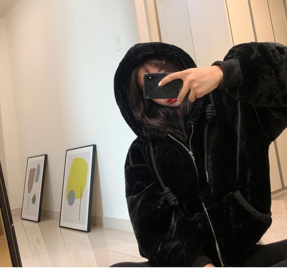 Oversized Winter Warm Hooded Large size Short Solid color Faux Fur Coat Casual Long sleeve Women Jacket Outwear 4 colors 210429