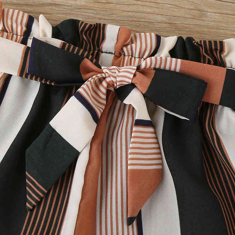 Girl Clothes Set Summer Solid Color Strapless Top + Striped Printed Shorts Toddler Casual Children 2Pcs 210515