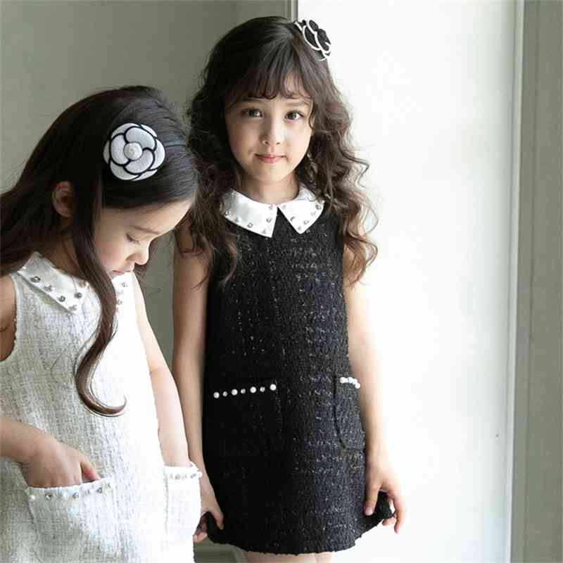 Autumn Winter Girls Fashion 2 Pieces Princess Sets Coat+vest Dress Kids Tweed 210528