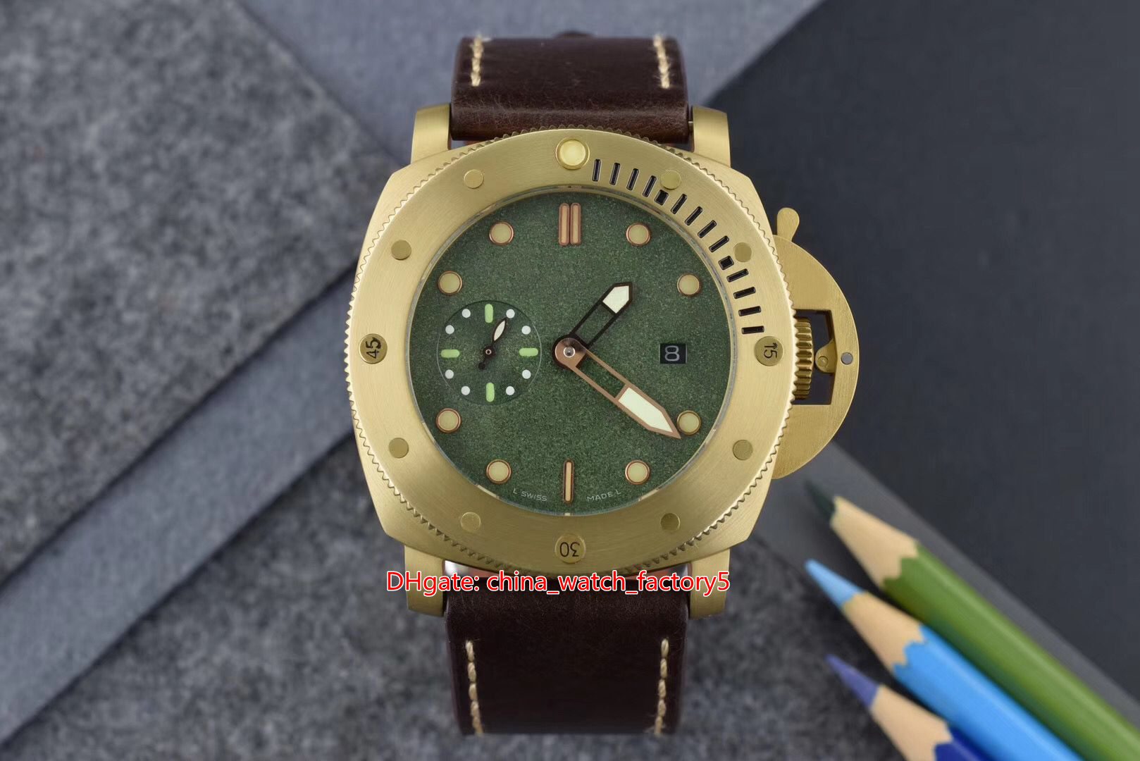 Classic Top Quality Watches 47mm Submersible PAM382 PAM00382 PAM 382 00382 Bronze Transparent Mechanical Automatic Mens Men's Watch Wristwatches, No box papers
Classic Top Quality Watches 47mm Submersible PAM382 PAM00382 PAM 382 00382 Bronze Transparent Mechanical Automatic Mens Men's Watch Wristwatches, No box papers