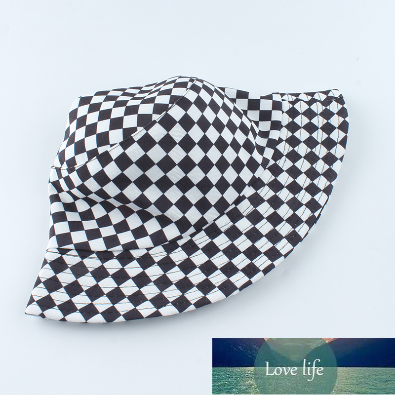 New Brand Black White Plaid Check Bucket Hats Fishing Caps Women Mens Reversible Fisherman Hat Factory price expert design Quality Latest Style Origin