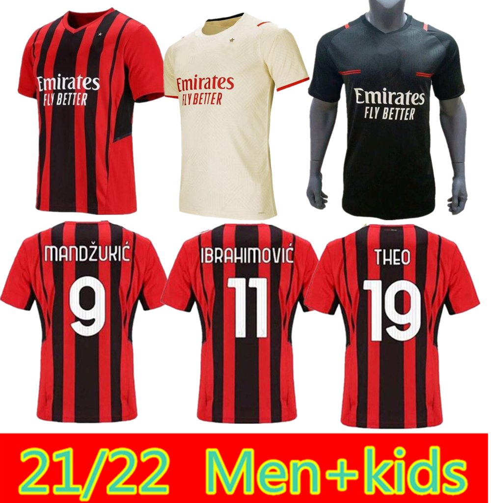 Thailand 21 22 AC Soccer jerseys milan Top IBRAHIMOVIC GIROUD 2021 2022 TONALI Mandzukic KJÃR Kessie theo brahim Men kid sets football Kit s, Black
Thailand 21 22 AC Soccer jerseys milan Top IBRAHIMOVIC GIROUD 2021 2022 TONALI Mandzukic KJÃR Kessie theo brahim Men kid sets football Kit s, Black