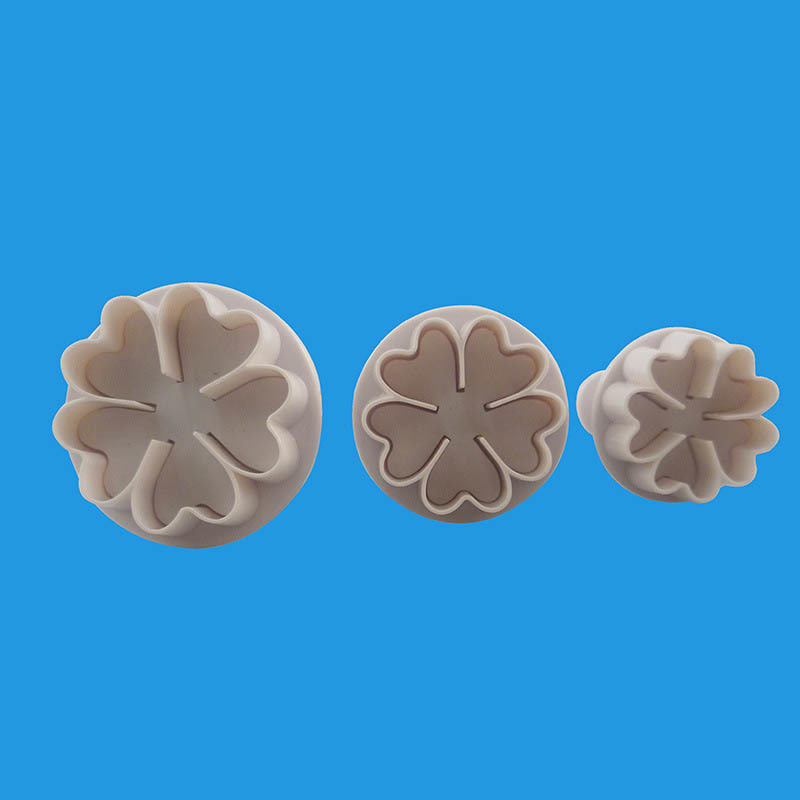 3pcs Plastic Tools Heart Flower shapes Fondant Cake Decorating Sugar Craft Plunger Cutter Flower Mold Home Cake tools