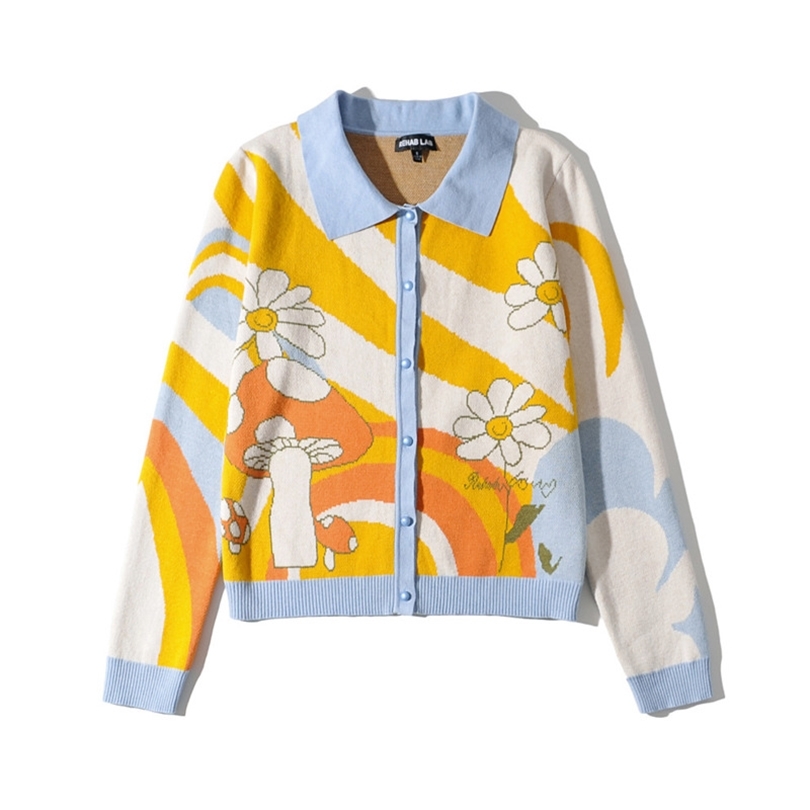 Floral Print Short Knitted Sweater Women Autumn Chic House Lady Of Fashion Sunny Single Breasted Loose Cardigans Femme 211018, Green
Floral Print Short Knitted Sweater Women Autumn Chic House Lady Of Fashion Sunny Single Breasted Loose Cardigans Femme 211018, Green