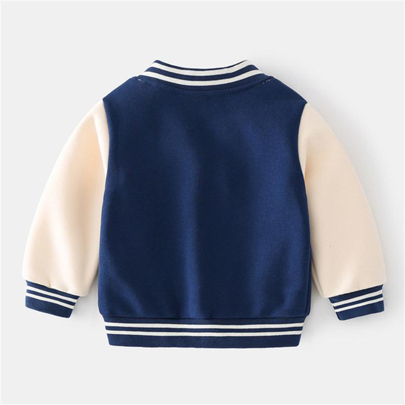 Jackets Cotton Blend Active Boys Baseball Jacket Fashion Kids Outwear Fall Winter Plus Velet Boy Coat Children's Clothing 2-8Years