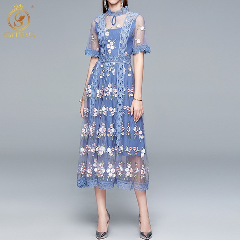 Arrival Runway Designer Luxury Party Dresses Women's Blue Embroidery Flowers Midi Long Dress Vestidos 210520, Photo color
Arrival Runway Designer Luxury Party Dresses Women's Blue Embroidery Flowers Midi Long Dress Vestidos 210520, Photo color