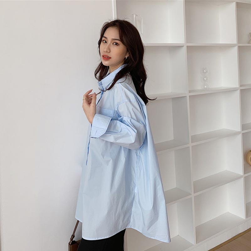 Autumn Women Casual Plus Size Blouse Women's Shirts Long Solid Korean Tops Fashion Cotton Lady Clothes Blusas 10359 210518