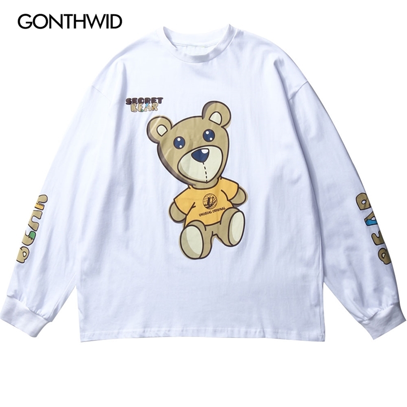Cartoon Bear Print Long Sleeve Tees Shirts Mens Harajuku Casual Loose Cotton Tops Hip Hop Streetwear Fashion 210602, White
Cartoon Bear Print Long Sleeve Tees Shirts Mens Harajuku Casual Loose Cotton Tops Hip Hop Streetwear Fashion 210602, White
