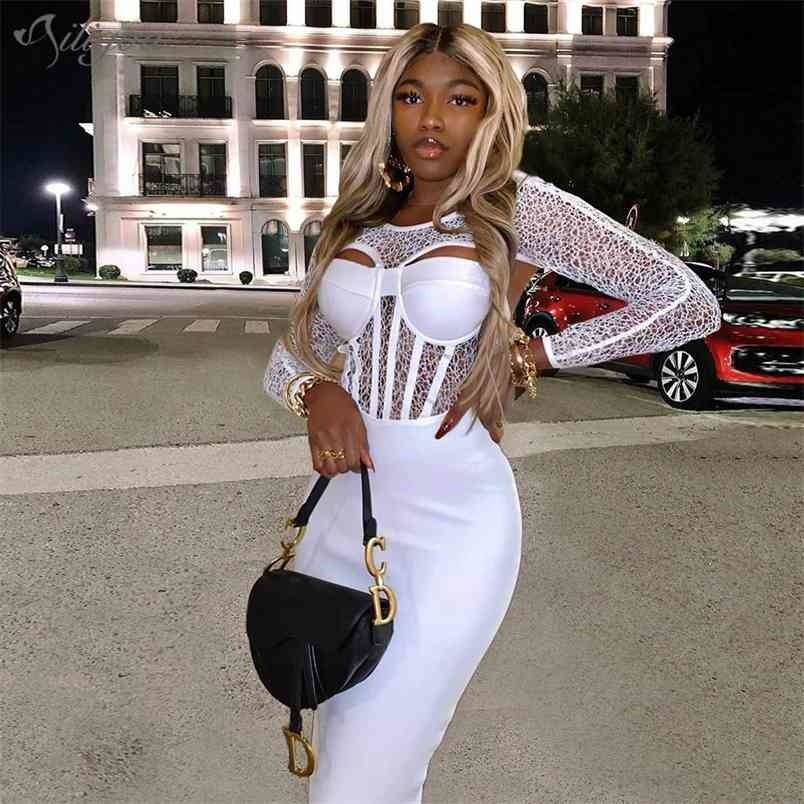 Winter Sexy Hollow Long Sleeve Black White Lace Mid-length Women's Bandage Dress Designer Fashion Vestido 210525
Winter Sexy Hollow Long Sleeve Black White Lace Mid-length Women's Bandage Dress Designer Fashion Vestido 210525