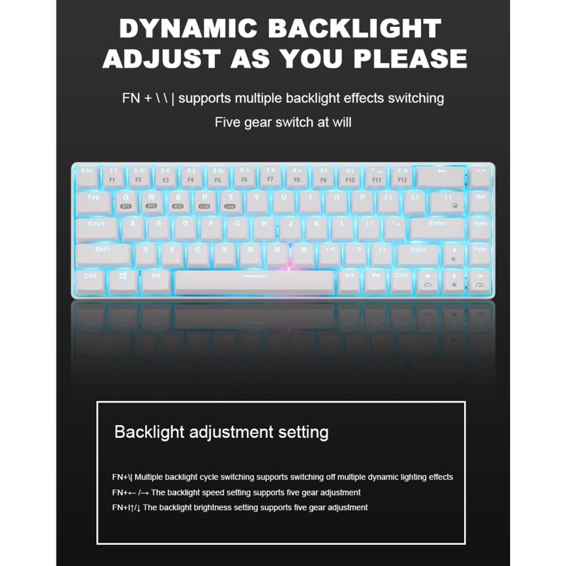 68 Keys Bluetooth 5.0/2.4G/Wired Three Mode LED Backlit Mechanical Keyboard