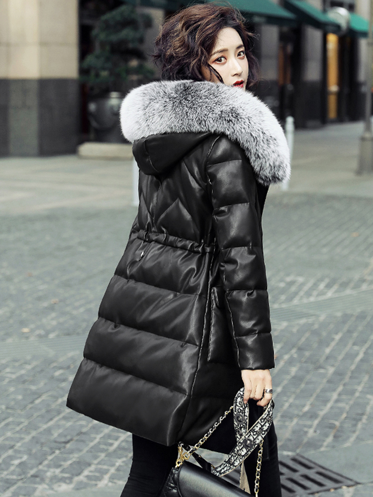 Russian Winter Genuine Leather Down Jackets Women Real Fox Fur Collar White Duck Down Filling Mid-long Fashion Female Parkas, Black
Russian Winter Genuine Leather Down Jackets Women Real Fox Fur Collar White Duck Down Filling Mid-long Fashion Female Parkas, Black