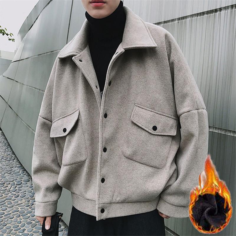 Men's Jackets Man Jacket Winter Waterproof Solid Color Turn-down Collar Harajuku Woolen Cloth Thick And Thin Are Available Fashion, Black;brown
Men's Jackets Man Jacket Winter Waterproof Solid Color Turn-down Collar Harajuku Woolen Cloth Thick And Thin Are Available Fashion, Black;brown